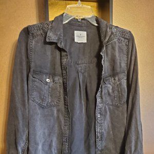 American Eagle Button Up Grey Boyfriend Fit